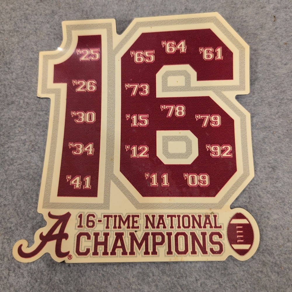 Alabama Crimson Tide 16-Time National Champions Decal Sticker Crimson White